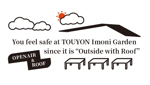 You feel safe at TOUYON Imoni Garden since it is “Outside with Roof”
